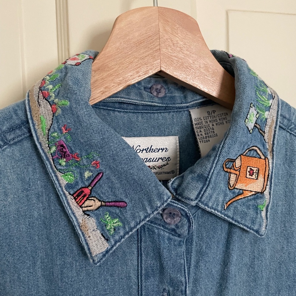 Northern Reflections Blue Denim Dress with a detachable embroidered collar S